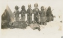Image of MacMillan, Borup, Four Eskimos [Inughuit] at attention